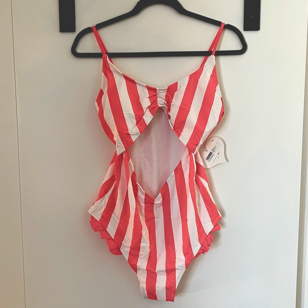 Striped Peak A Boo One Piece